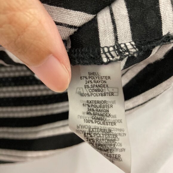Calvin Klein Top size 2X Black White Striped Mixed Media Preppy Office Popover - Picture 8 of 11
